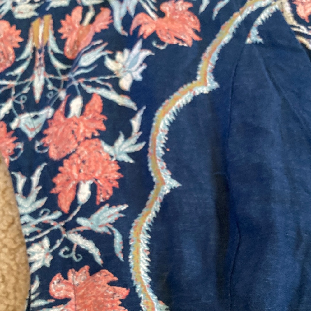 Free People Navy Floral Tie-Front V-Neck Top - Picture 4 of 8
